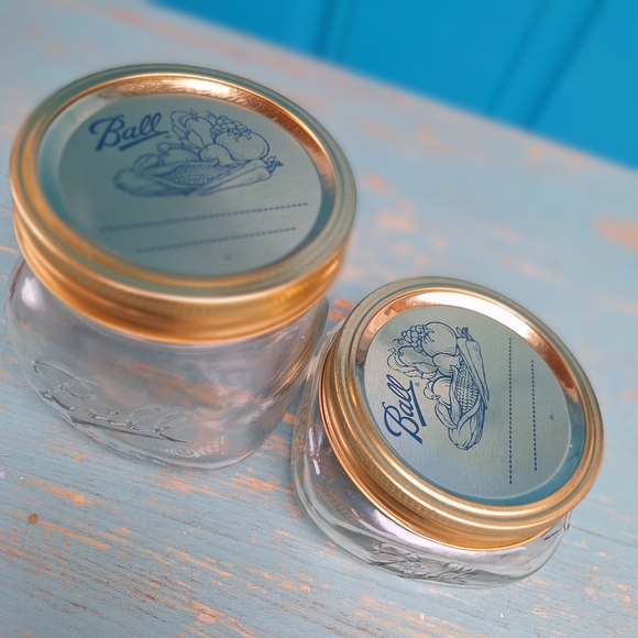 2 Ball Mason Jars Widemouth Glass Unique Size 250ml 500ML Jar w Lid Flat Short - Picture 14 of 16